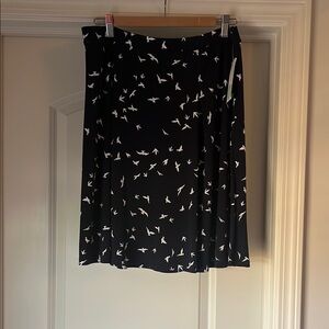 Navy and White Bird Print Skirt